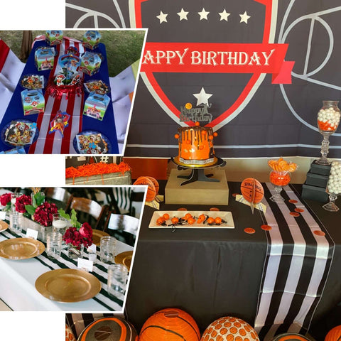 Satin 12"x108" Table Runner Navy Blue/White Stripe - Classic Striped Design