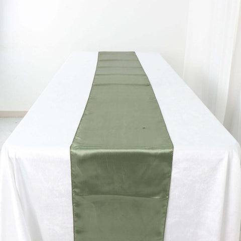 Satin 12"x108" Table Runner Dusty Sage Green - Stylish Table Linen