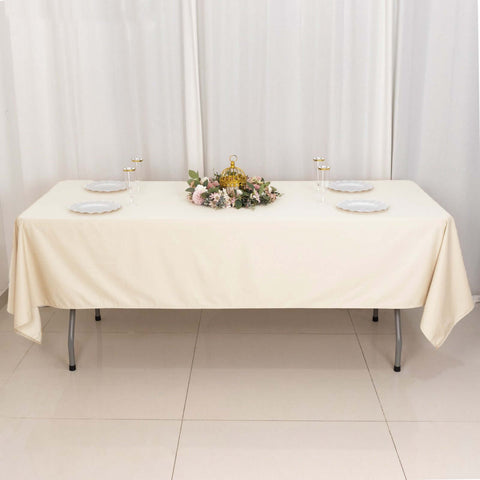 Scuba Rectangular 60"x102" Tablecloth Beige - Wrinkle Free & Stain Resistant Table Cover