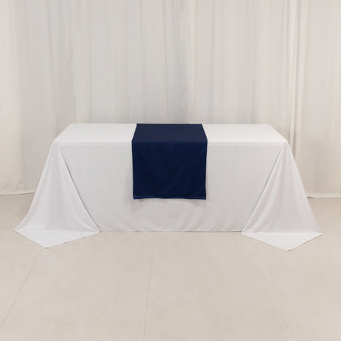 Scuba Polyester 24"x72" Wide Table Runner Navy Blue - Wrinkle-Free Table Linen