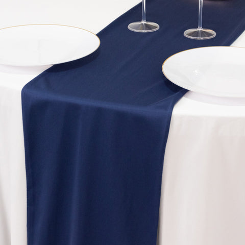 Scuba Polyester 12"x108" Table Runner Navy Blue - Wrinkle-Free Table Linen
