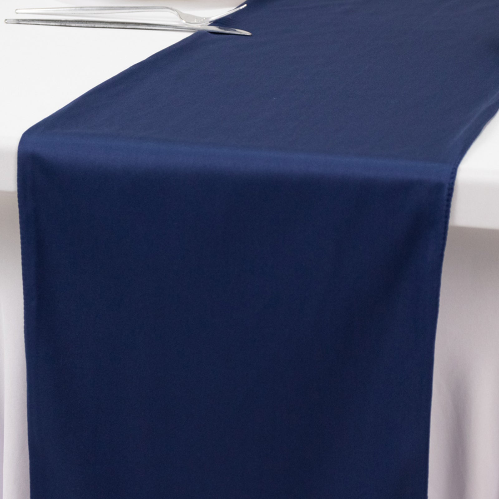 Scuba Polyester 12"x108" Table Runner Navy Blue - Wrinkle-Free Table Linen