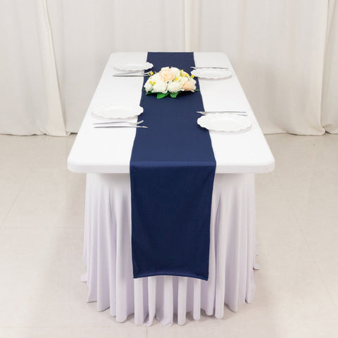 Scuba Polyester 12"x108" Table Runner Navy Blue - Wrinkle-Free Table Linen