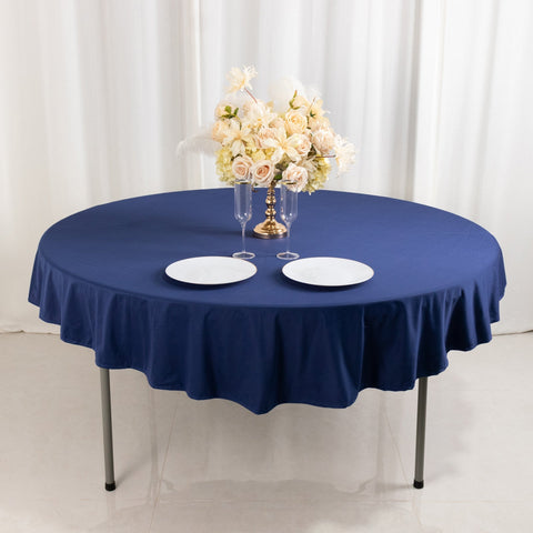 Scuba Round 70" Tablecloth Navy Blue - Wrinkle Free & Stain Resistant Table Cover