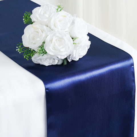 Satin 12"x108" Table Runner Navy Blue - Stylish Table Linen