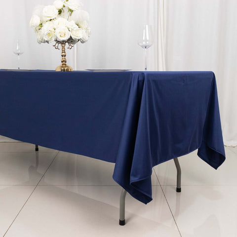 Scuba Rectangular 60"x102" Tablecloth Navy Blue - Wrinkle Free & Stain Resistant Table Cover