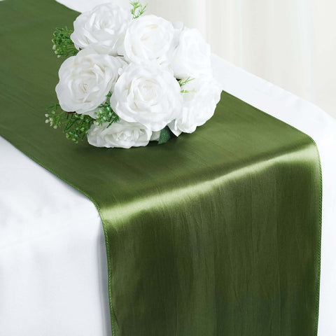 Satin 12"x108" Table Runner Olive Green - Stylish Table Linen