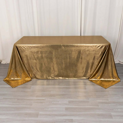 Sequin Dots Polyester 90"x132" Rectangle Tablecloth Shimmering Antique Gold - Seamless, Glittering & Wrinkle Free Table Cover