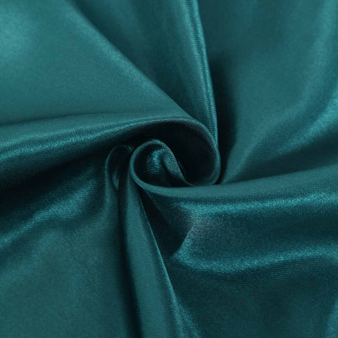 Satin Chair Cover Self-Tie Universal Design Peacock Teal - Durable Slip-On Cover for Folding, Dining, Banquet & Standard Chairs