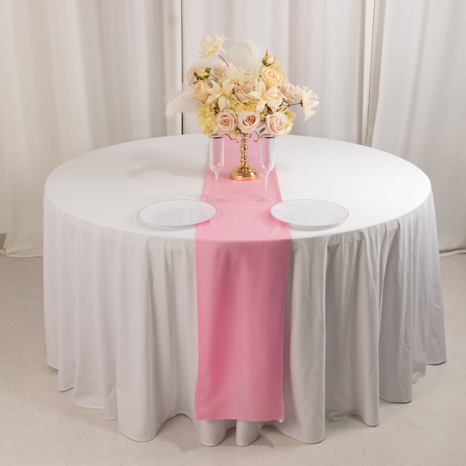 Scuba Polyester 12"x108" Table Runner Pink - Wrinkle-Free Table Linen