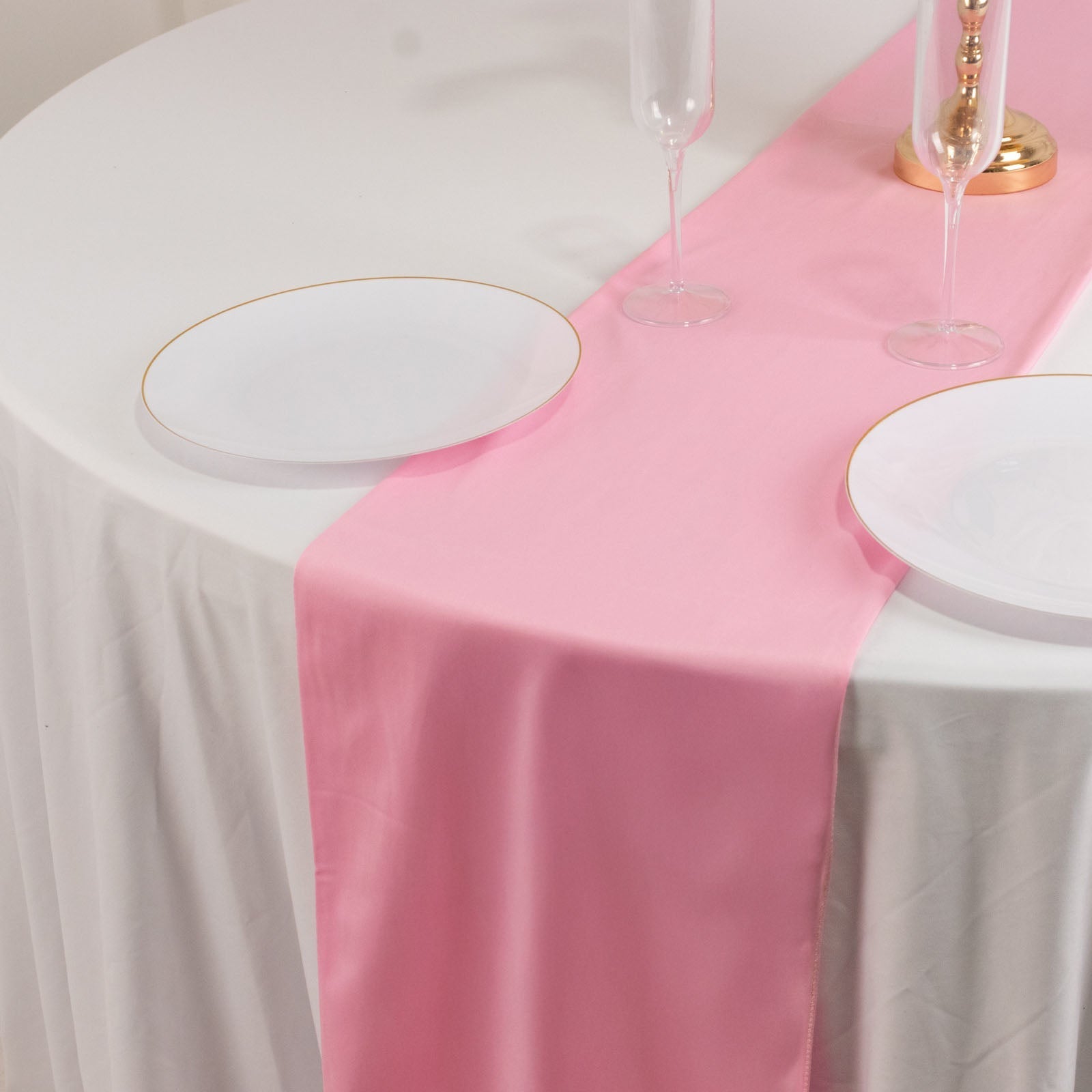 Scuba Polyester 12"x108" Table Runner Pink - Wrinkle-Free Table Linen