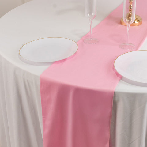 Scuba Polyester 12"x108" Table Runner Pink - Wrinkle-Free Table Linen
