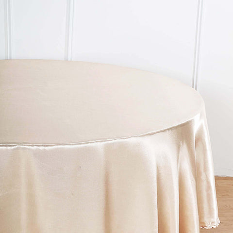 Satin 120" Round Tablecloth Beige - Stylish Seamless Table Cover
