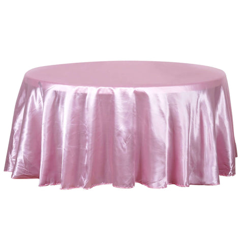 Satin 120" Round Tablecloth Pink - Stylish Seamless Table Cover