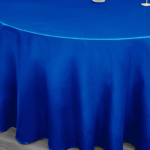 Satin 120" Round Tablecloth Royal Blue - Stylish Seamless Table Cover