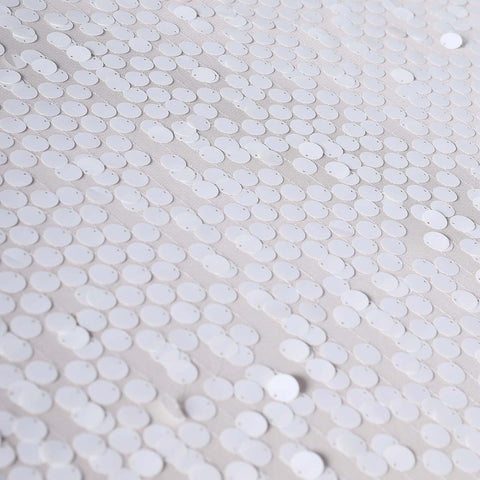 Sequin 90"x132" Rectangle Tablecloth White - Seamless Big Payette Design for Sophisticated Occasions