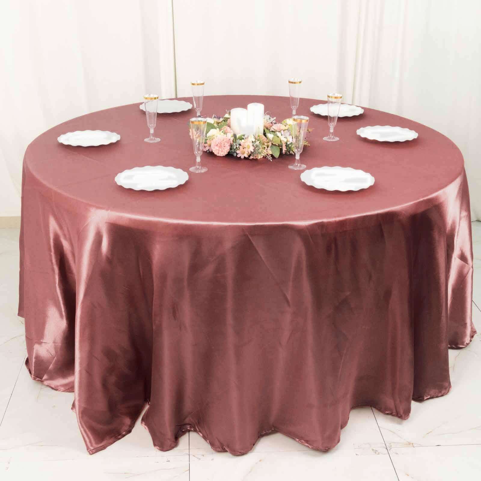 Satin 120" Round Tablecloth Cinnamon Rose - Stylish Seamless Table Cover