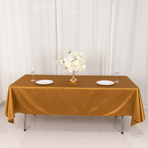 Scuba Rectangular 60"x102" Tablecloth Shimmering Gold - Wrinkle Free, Stain Resistant & Seamless Table Cover for Weddings and Parties