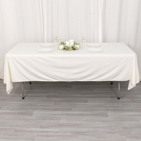 Scuba Rectangular 60"x102" Tablecloth Ivory - Wrinkle Free & Stain Resistant Table Cover