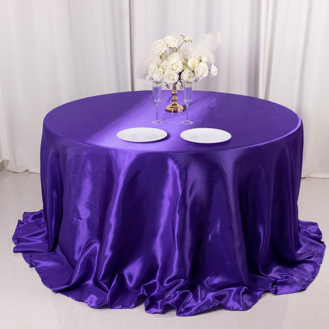 Satin 132" Round Tablecloth Purple - Stylish Seamless Table Cover