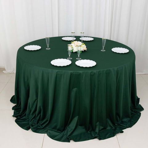 Scuba Round 132" Tablecloth Hunter Emerald Green - Wrinkle Free & Stain Resistant Seamless Table Cover