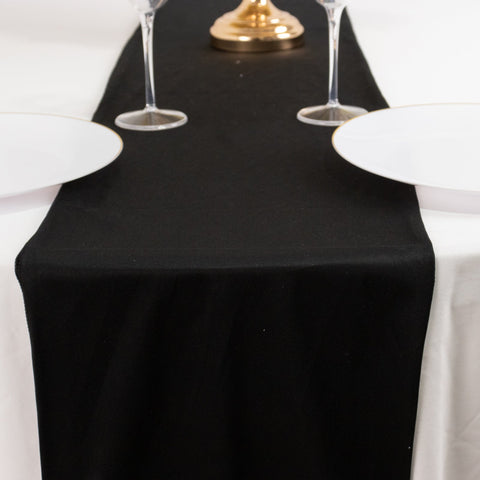 Scuba Polyester 12"x108" Table Runner Black - Wrinkle-Free Table Linen for Events & Weddings