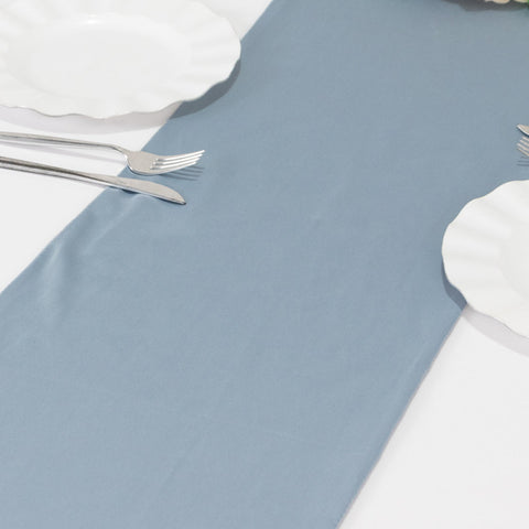 Scuba Polyester 12"x108" Table Runner Dusty Blue - Wrinkle-Free Table Linen