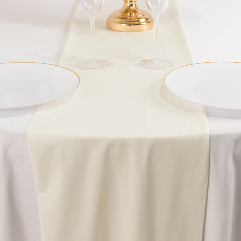Scuba Polyester 12"x108" Table Runner Ivory - Wrinkle-Free Table Linen