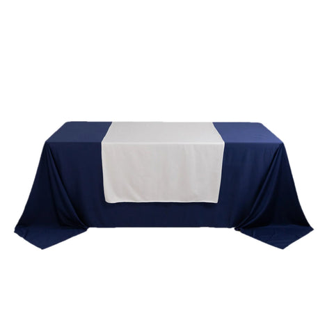 Scuba Polyester 36"x72" Wide Table Runner White - Wrinkle-Free Trade Show Table Linen for Events & Exhibits