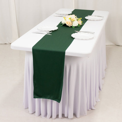 Scuba Polyester 12"x108" Table Runner Hunter Emerald Green - Wrinkle-Free Table Linen