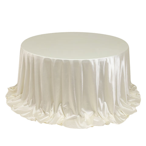 Scuba Round 132" Tablecloth Shimmering Pearl White - Wrinkle Free, Stain Resistant & Seamless Table Cover