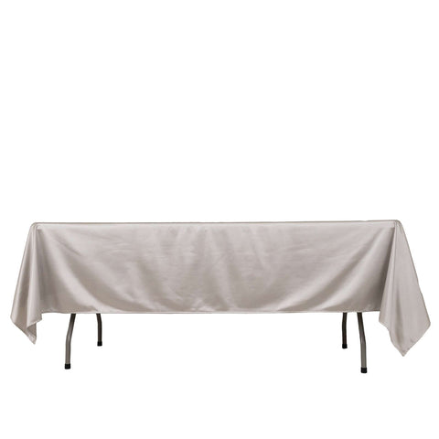 Scuba Rectangular 60"x102" Tablecloth Shimmering Silver - Wrinkle Free & Stain Resistant Table Cover