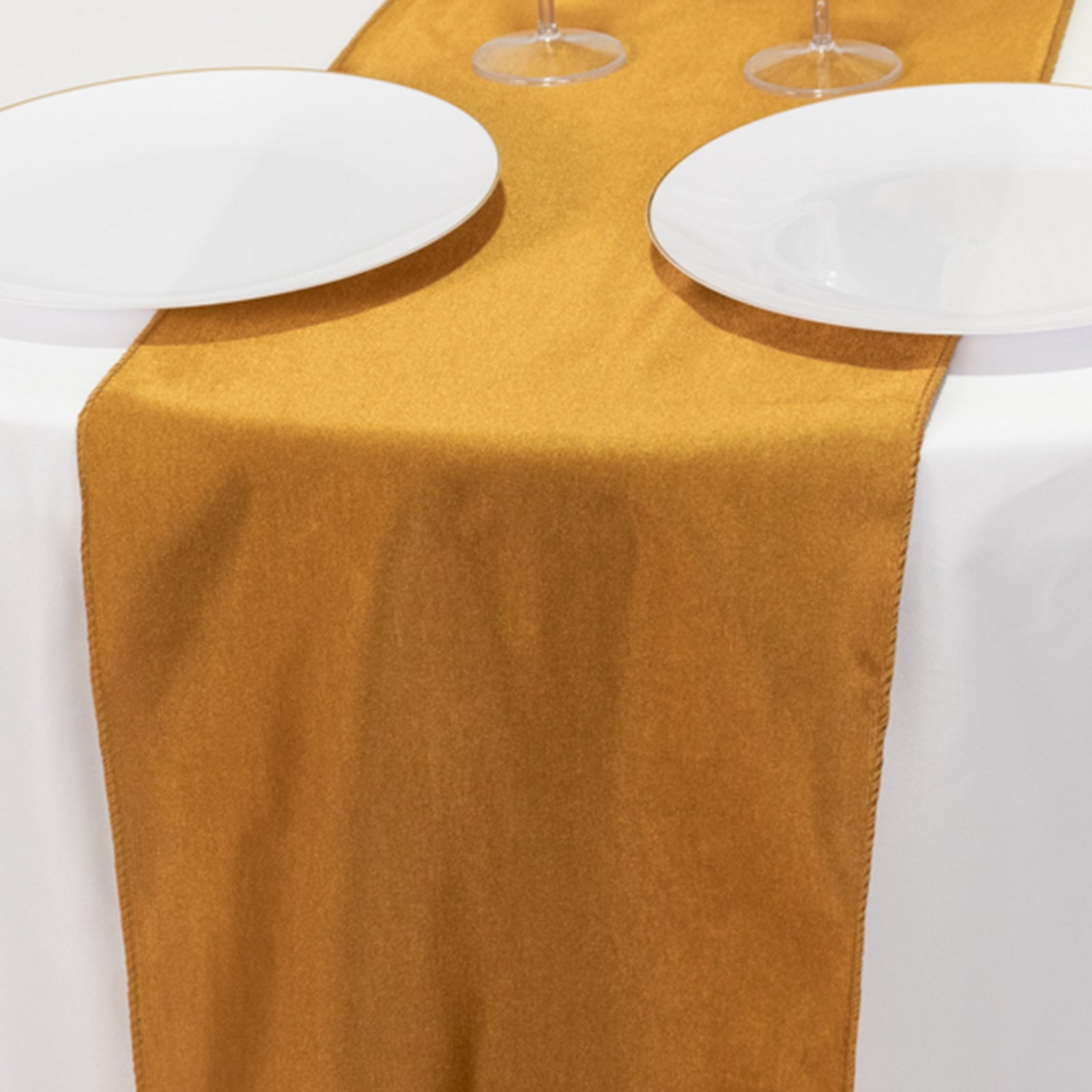 Scuba Polyester 12"x108" Table Runner Shimmer Gold - Wrinkle-Free Table Linen for Events and Banquets