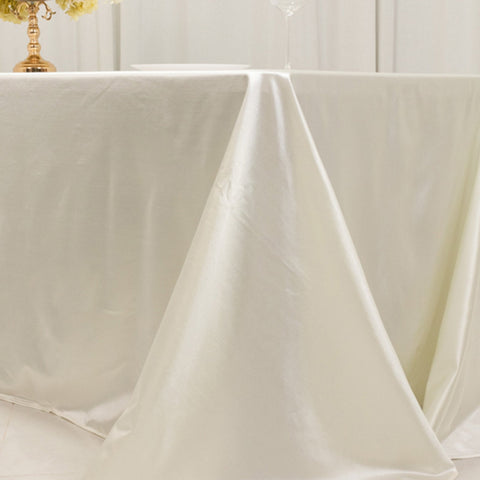 Scuba Rectangular 90"x156" Tablecloth Shimmering Pearl White - Wrinkle Free & Stain Resistant Seamless Table Cover
