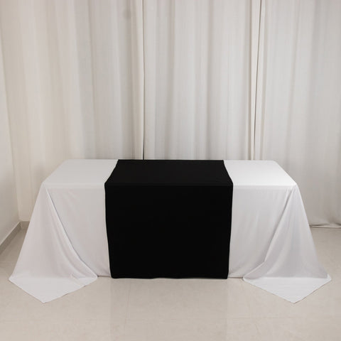 Scuba Polyester 36"x72" Wide Table Runner Black - Wrinkle-Free Trade Show Table Linen