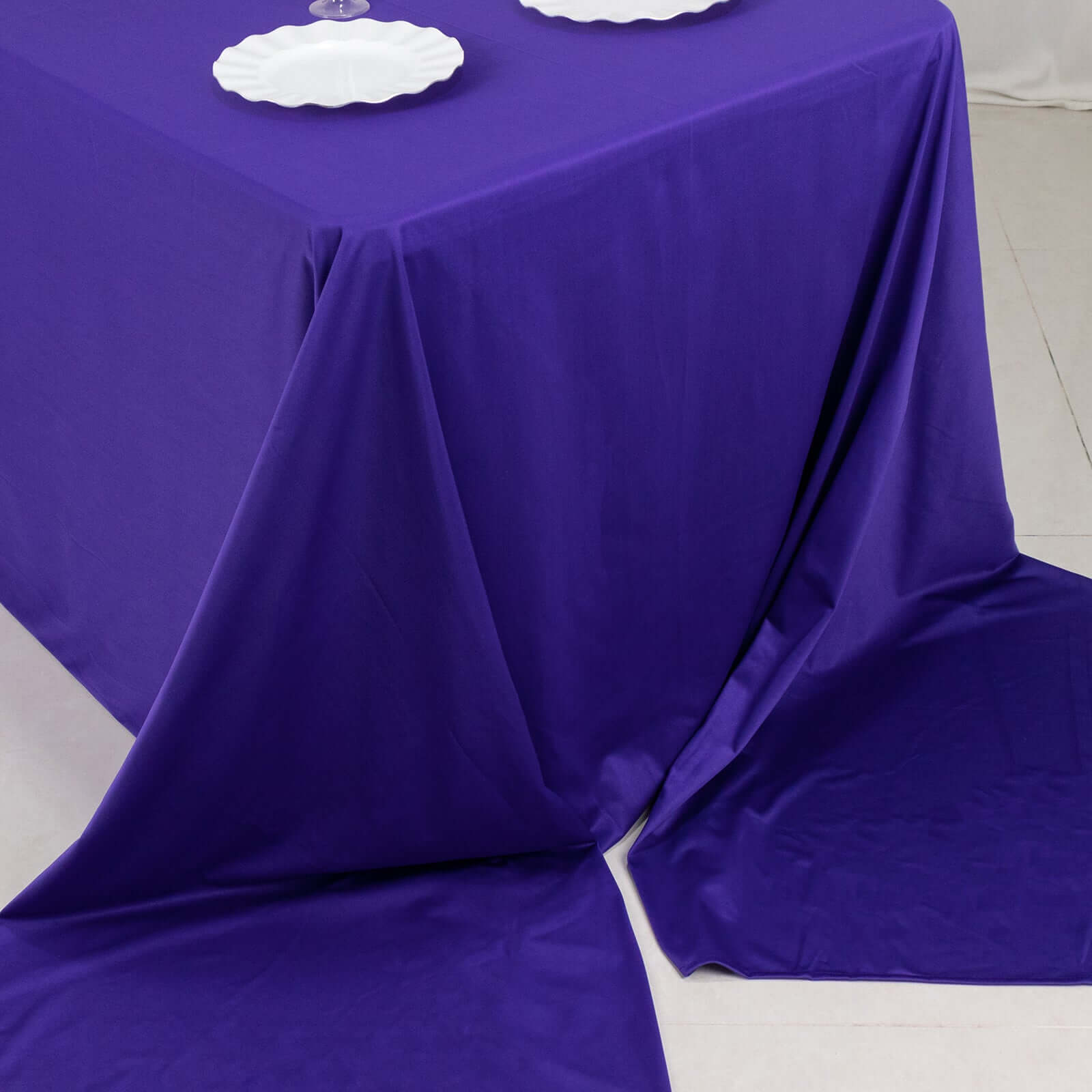 Scuba Rectangular 90"x156" Tablecloth Purple - Wrinkle Free, Stain Resistant & Seamless Table Cover