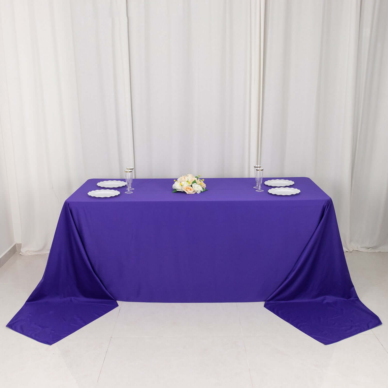 Scuba Rectangular 90"x156" Tablecloth Purple - Wrinkle Free, Stain Resistant & Seamless Table Cover