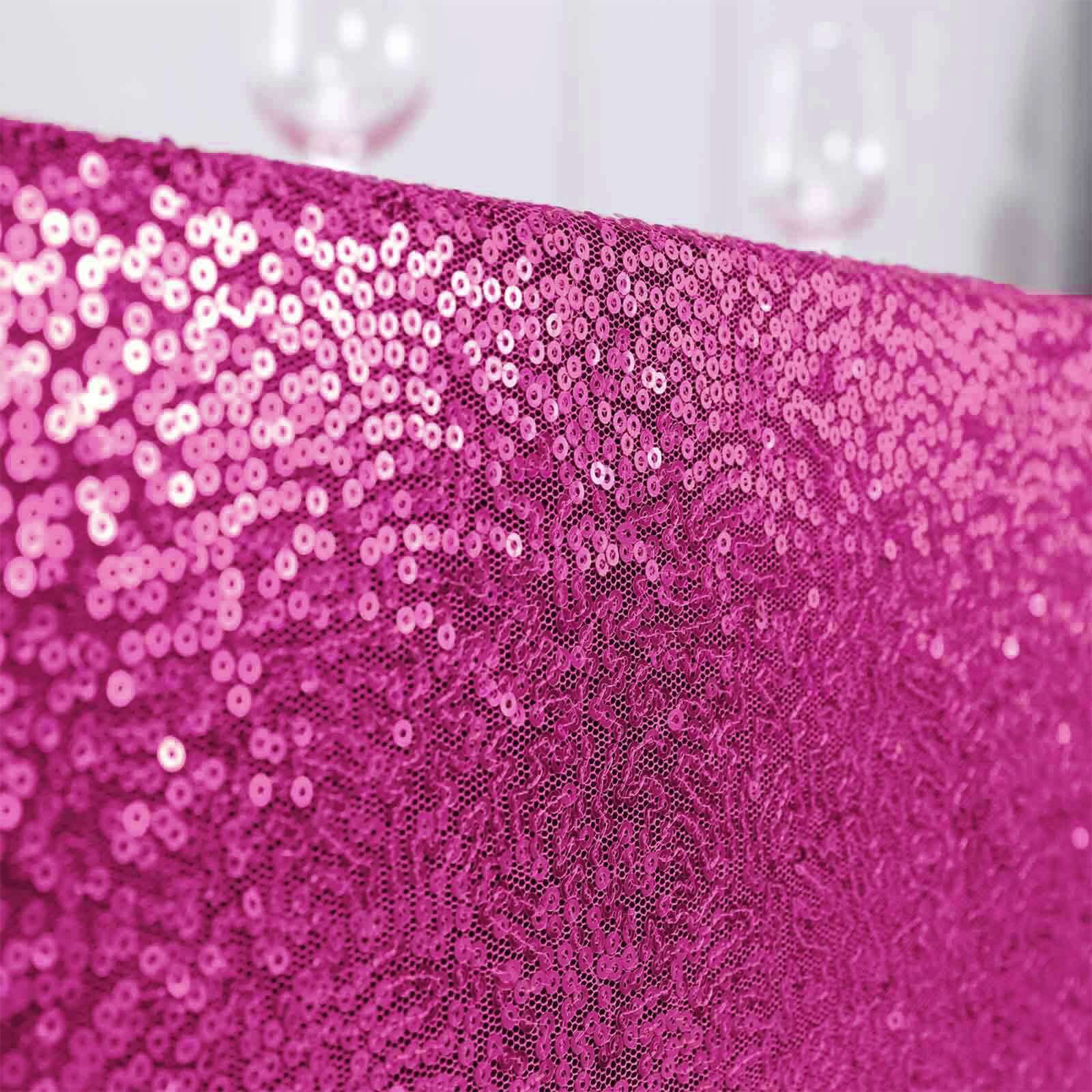 Sequin 90"x156" Rectangle Tablecloth Fuchsia - Seamless Twinkling Table Cover