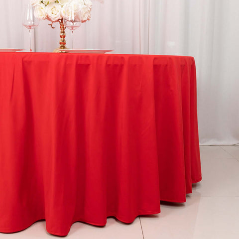 Scuba Round 120" Tablecloth Red - Wrinkle Free & Stain Resistant Seamless Table Cover