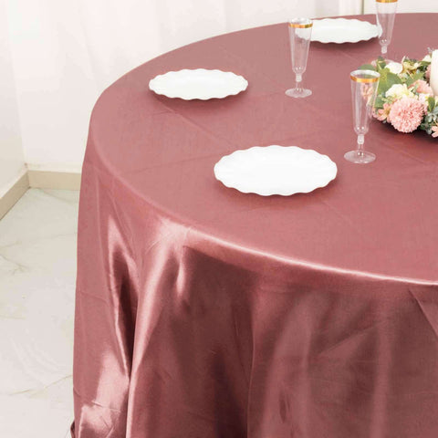 Satin 120" Round Tablecloth Cinnamon Rose - Stylish Seamless Table Cover