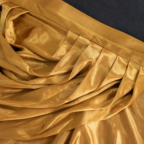 Satin 14ft Table Skirt Gold Pleated Double Drape Design - Soft & Graceful for Events