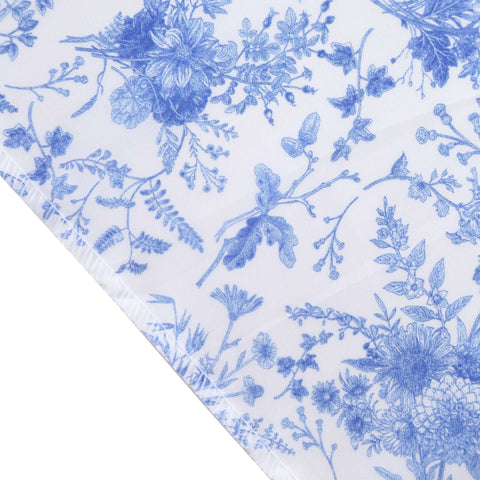 Satin Chair Slipcover French Toile Floral Print for Chiavari Chairs White/Blue - Stylish Wedding Chair Back Cover