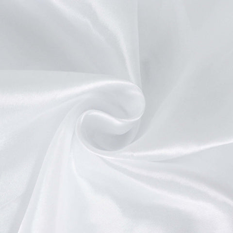 Satin 132" Round Tablecloth White - Stylish Seamless Table Cover for Weddings & Events
