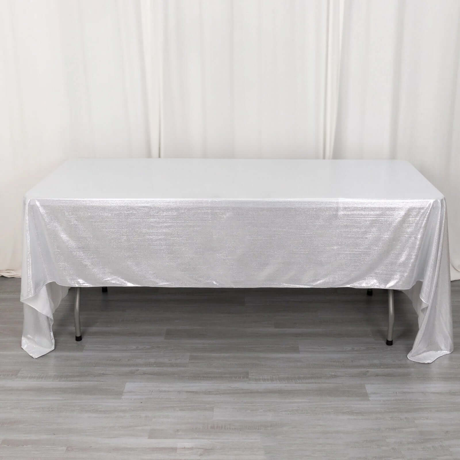 Sequin Dots Polyester 60"x126" Rectangle Tablecloth Shimmering Silver - Wrinkle Free & Sparkling Table Cover