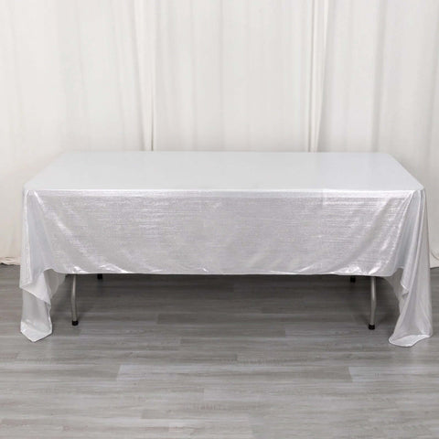 Sequin Dots Polyester 60"x126" Rectangle Tablecloth Shimmering Silver - Wrinkle Free & Sparkling Table Cover