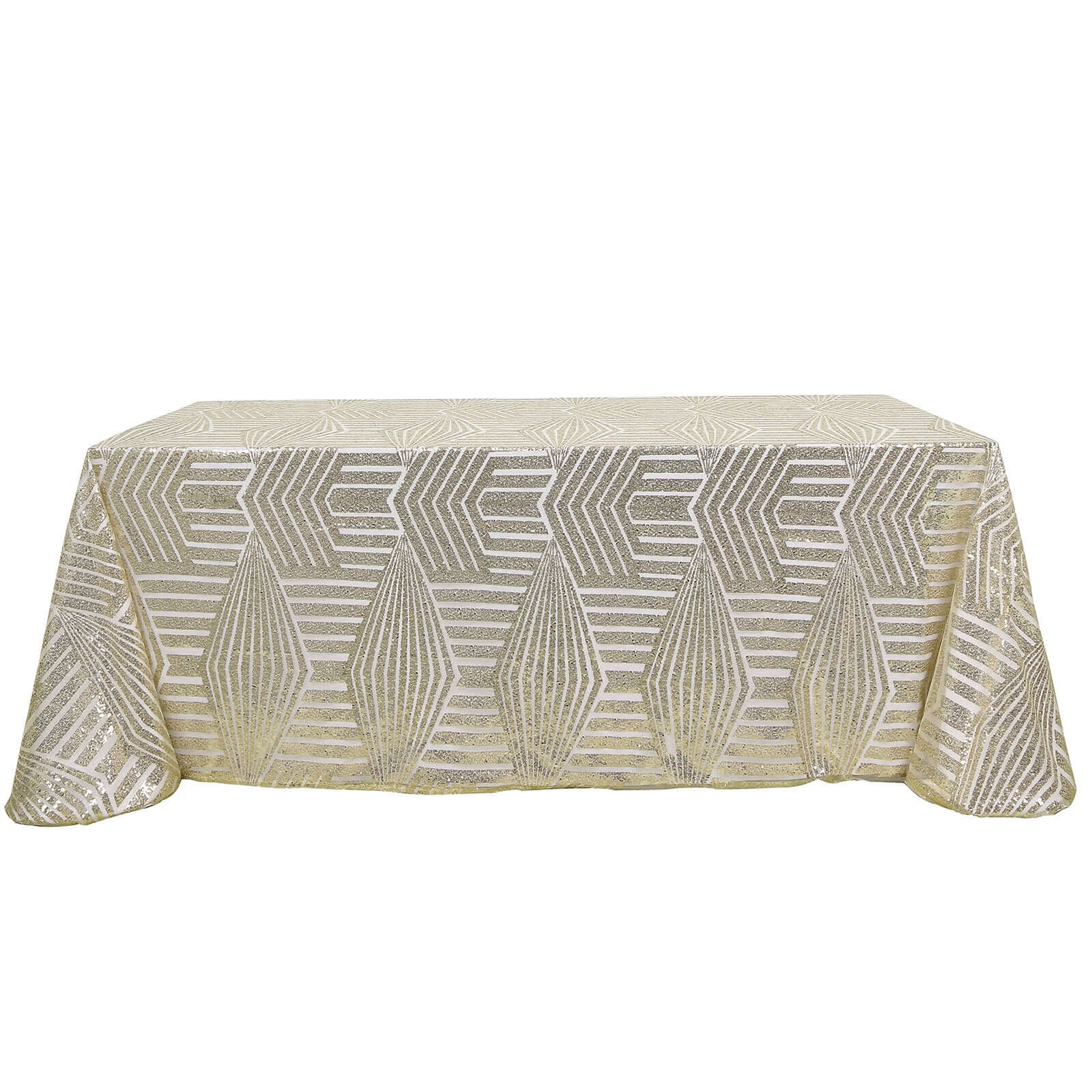 Sequin 90"x132" Rectangle Tablecloth Champagne - Seamless Diamond Design Table Cover