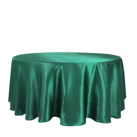 Satin 108" Round Tablecloth Hunter Emerald Green - Smooth and Lustrous Table Cover