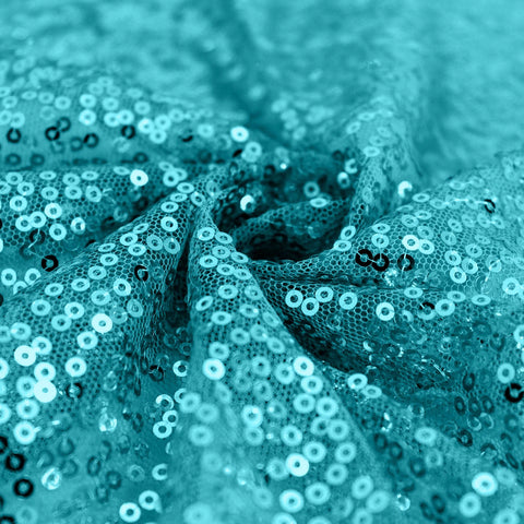 Sequin 120" Round Tablecloth Turquoise - Seamless Glittering Table Cover