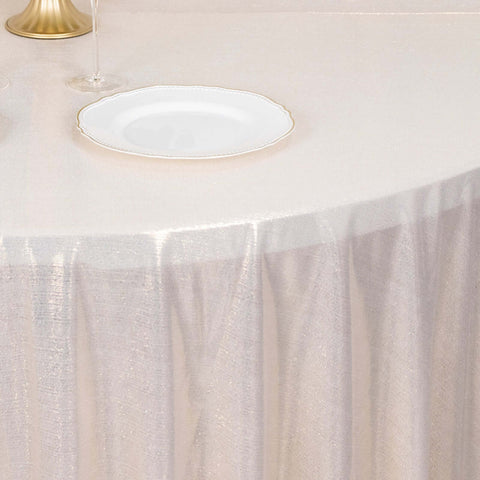Sequin Dots Polyester Round 120" Tablecloth Shimmering Beige - Wrinkle Free & Sparkling Table Cover