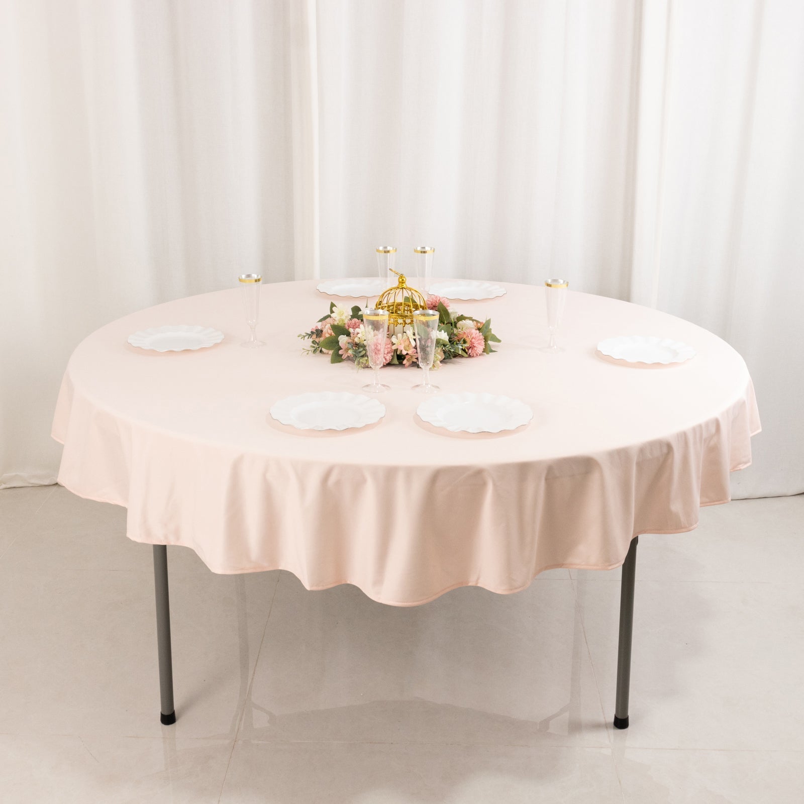 Scuba Round 70" Tablecloth Blush - Wrinkle Free & Stain Resistant Table Cover
